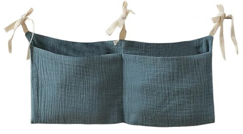 Dark Green Babybett Organizer - Aufbewahrungstasche Für Kinderbett | Wickeltasche Organizer Fürs Babybett | 38x18cm Platzsparendes Zubehör Für Windeln, Spielzeug, Flaschen, Feuchttücher, Bücher
