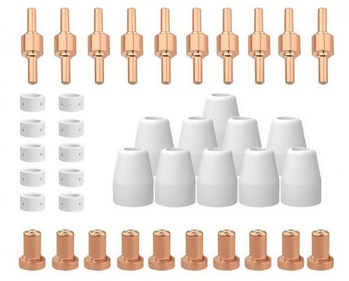 PLASMARGON 40 Stück Plasmaschneider Zubehör, PT31 Verbrauchsmaterialien-Kits, Kupfer-Erweiterungsspitzen, Elektrodendüsen für CUT40/CUT50 PT31 LG40 40A Schneidbrenner