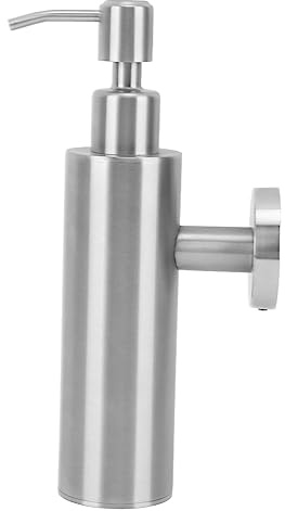 Estink 304 Botella de Bomba Recargable de de de Acero Inoxidable de Acero Inoxidable para Baño de Cocina, Dispensador de de Mano Premium para Encimera (Montado en la Pared, Redondo)