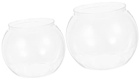 Toyvian 2 Stück Teiliges Transparentes Fischglas Kleiner Runder Desktop Aquarium Bruchsicheres Plastik Dekorativer Aquarium Fischbehälter Platzsparend für Wohn und Bürodekoration
