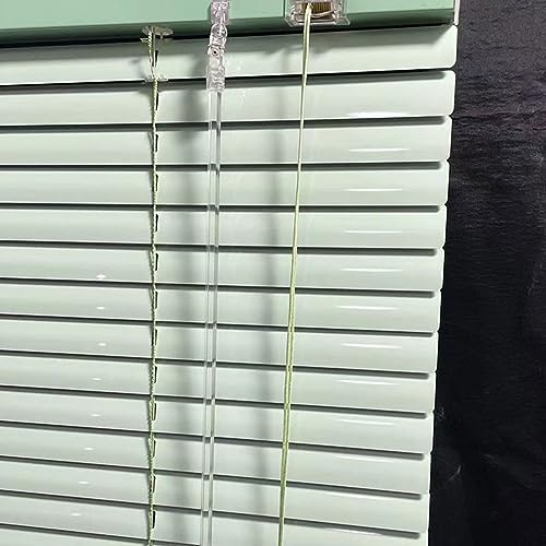 Persianas venecianas de aluminio verde claro, impermeables, horizontales, opacas, para cocina, dormitorio y oficina, cubierta decorativa de ventana con accesorios (ancho x alto), 120 x 180 cm