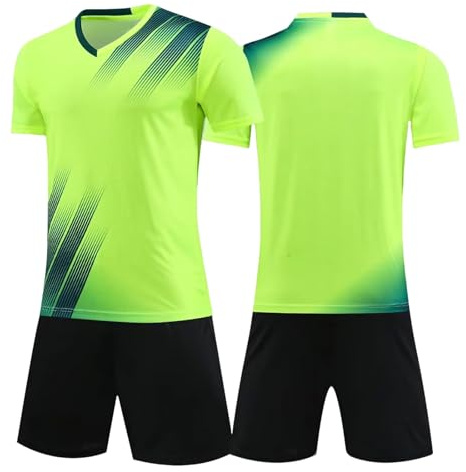 Keyck Maglia Calcio Bambino, Set di Maglie per Bambini, Allenamento Calcio Bambini Kit, Completo Tuta Pantaloncini e T-Shirt, Magliette Sportivo da Ragazzi per 11-12 Anni, Verde