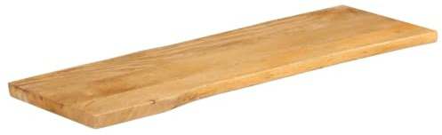 Genérico Piano Tavolo 140x40x2,5 cm Bordi Vivi in Legno Massello Mango,Marrone,9.85kg,370711