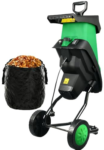 Sushangmao Trituradora De Madera Eléctrica De 2400 W, Trituradora De Jardín, con Bolsa Recolectora De 50 L Y 2 Juegos De Cuchillas De Acero Al Manganeso. Tritura hasta 4 Cm. Diseño Antiatasco