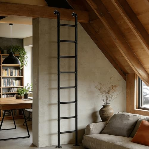 Escalera de altillo de pared ajustable de 100300 cm, escalera de escalada segura para litera, dormitorio, caravana, terraza, carga de 330 libras, solución ideal para sótano