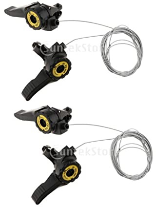 Ysyqkn 2 Stück Fahrrad Daumenschalthebel Aluminiumlegierung Reibungsschalthebel Gangschalterhebel Speed Trigger mit Edelstahl Innenkabel für Mountainbike, Nero*2, wie beschrieben