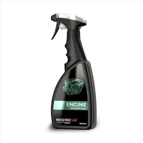 WasherCar Motorreiniger 500ml – Motorkaltreiniger & Entfetter für Auto & Motorrad – Entfernt Öl, Fett & Eingebrannten Schmutz – Engine Cleaner sicher für Kunststoff, Gummi & Metall