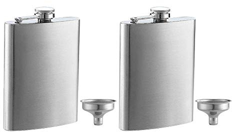 Voarge Lot de 2 flasques et entonnoirs en acier inoxydable de 8 oz - Contient 2 paquets de 2 entonnoirs pour whisky/vodka/vin/alcool - Idées cadeaux avec boîte cadeau - Convient pour le transport de