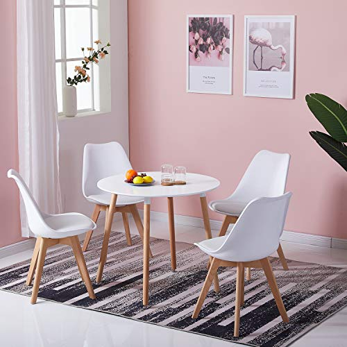 DORAFAIR Table de Salle à Manger Ronde Diamètre 80cm, Design Scandinave Moderne, Blanche
