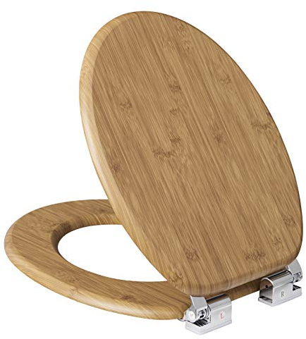 eSituro Siège de toilettes en bois à fermeture amorti avec charnière réglable, antidérapant et antibactérien, pour salle de bain familiale