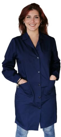 Camici da Lavoro Donna Manica Lunga Imprese di Pulizia Operaia Domestica Cameriera AI Piani Colf (Blu Scuro, S)