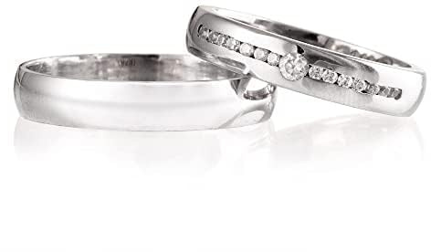 Fedi nuziali in argento per lui e per lei Set di fedi nuziali abbinate per coppia Set di fedi nuziali personalizzate in argento sterling 925 con zirconi cubici