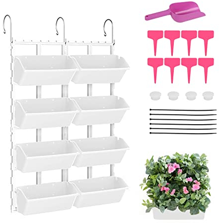 CEIEVER Hängende vertikale Wand Pflanze, Vertikaler Garten Pflanzenwand mit 8 Taschen Platzsparende Pflanzenwand für Hof Garten Balkon Home Decoration