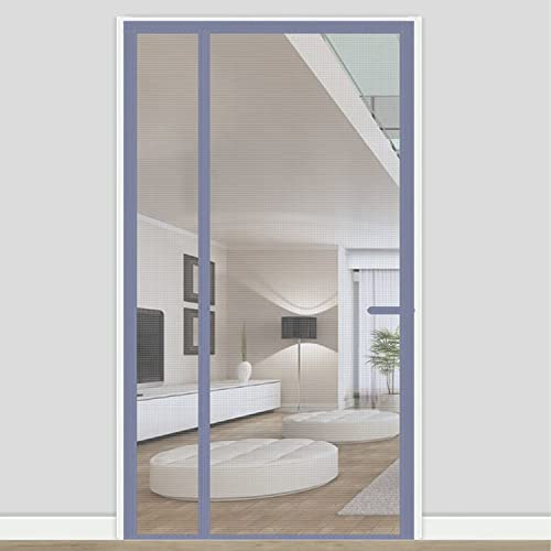 Magnet Fliegengitter Tür, 140x220cm Insektenschutz Balkontür Fliegenvorhang, 10 x Stärker als Normales Fliegengitter ohne Bohren für Schiebetür Schwingtür, Grau