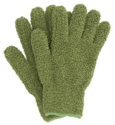 Esschert Pair of Microfibre Plant Duster Gloves Green Gardening Leaf Shine Dust Tool