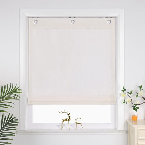 Joyswahl Raffrollo mit Ösen Uni Raffgardinen Wohnzimmer Fenster Vorhänge mit Haken Bändchenrollo »Alwine« Blickdicht BxH 100x140cm Beige 1er Pack