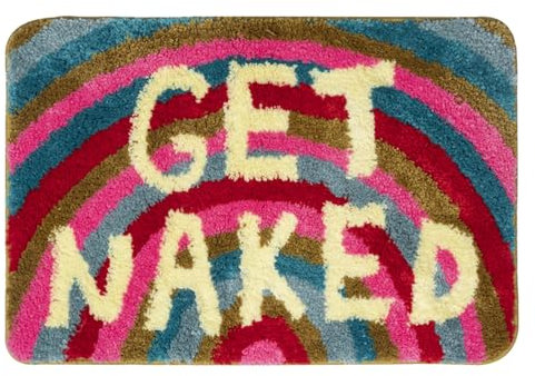 Mlysnd Badezimmerteppich, Badvorleger, Weiche Beflockung Badteppich rutschfeste Badematte Waschbar Get Naked Bath Mat für Badezimmer, Duschbad, Wohnzimmer, Schlafzimmer(40 X 60cm)