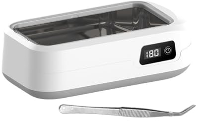 Jewellry Cleaner Machine, 700ml Ultrasonic Cleaner, 45000Hz Silver Cleaner for Jewellery with 12.5cm Curved Tweezers, Ultrasonic Jewellery Cleaner