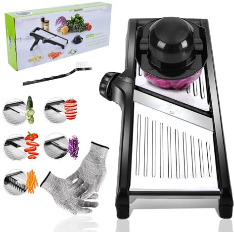 Mandoline Slicer,Masthome Mandoline Food Slicer for Kitchen,Adjustable Mandolin Food Slicer, Potato Cutter,Vegetable Cutter,Onion Mandalins,French Fry Cutter Julienne Slicer-Send Cut Resistant Gloves
