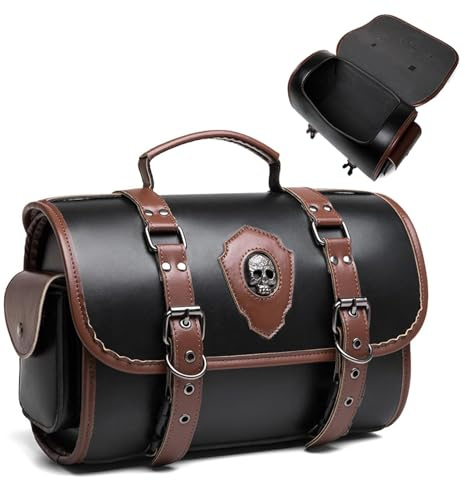 Retro Motorrad Hecktasche - Große PU Leder Hecktasche für Seitenrahmen & Rücksitz | Vintage Motorrad Aufbewahrung Zubehör für Wartungswerkzeuge & tägliche Aufbewahrung | Stilvolle Schutztasche für