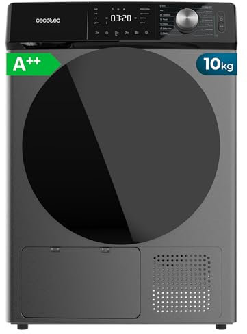 Cecotec Secadora de Ropa 10Kg Bomba de Calor Bolero Dresscode Dry 10350 Steel. 14 Programas, Bajo Consumo, Secado Automático, Función Spa Care, Planchado Fácil, 4 Niveles de Intensidad de Secado