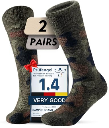 Juclise Alpaca Wool Thermal Work Boot Socks Heavyweight Warm Winter Socks, Thick Cozy Cushioned Moisture-Wicking Fleece, Soft Breathable Outdoor & House Women & Men(M,Camo)