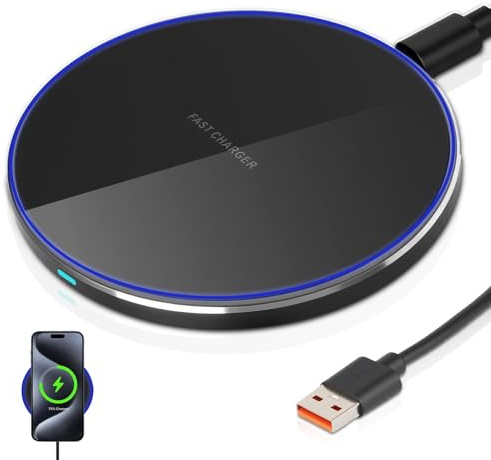 Chargeur sans Fil Rapide 20 W pour iPhone17/16/15/14/13/12 11Pro Max/Pro/Mini/XS/XR/X/8 Plus，Chargeur à Induction Station de Charge pour Samsung Galaxy S23/S22/S21/S10E/S9/S8, Note 20/10/9