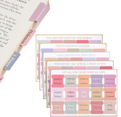 75 Pcs Bible Labels, Bible tabs, Bible Tabs for Women, Bible tabs Index Stickers Bible Divider tabs, for Old and New Testament Studying with Blank Laminated Bible Tabs Bible Journaling Supplies