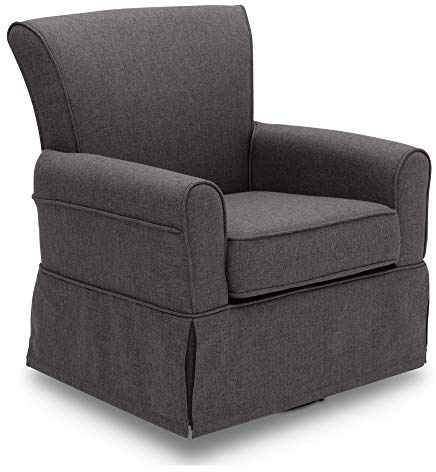 Delta Children Upholstered Glider Swivel Rocker Chair, Charcoal