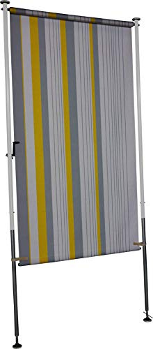 ANGERER Balkonsichtschutz Exklusiv weiß-grau-gelb, 120 cm | Senkrechtmarkise für Sicht- und Sonnenschutz, Montage ohne Bohren, ideal für Mietwohnungen, Made in Germany, waschbarer Stoff