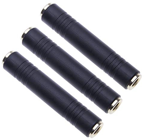 Keple Audio-Adapter, 6,35 mm Buchse auf Buchse, 6,35 mm Klinke auf 6,35 mm Stereo und Mono, Verlängerungskabel für Kopfhörer, Konverter, vergoldet (3 Stück)