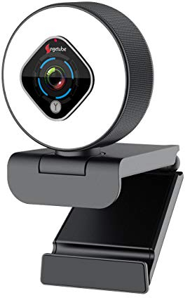 Angetube Streaming Webcam 1080P with Ring Light, HD Web camera with Digital Zoom Autofocus for Computer PC Laptop Mac - Webcam with Microphone USB Web Cam for Gaming XBOX Google Meet