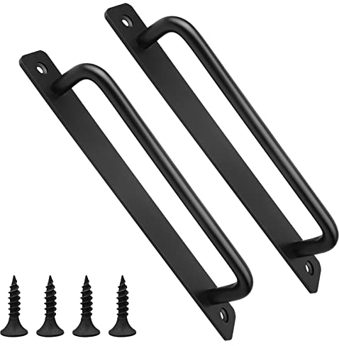 2 Pezzi Maniglia Porta in Alluminio, Nera con 4 Viti, Esterna 21cm, da Fienile, Ante Scorrevoli, Armadio