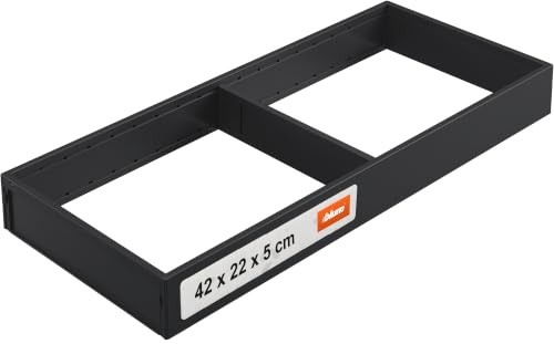 blum AMBIA-LINE Schubladen-Organizer Stahl 42×20×5 cm | Carbonschwarz | Bad | Magnetplattenhalter – kein Verrutschen | Besteckeinsatz & Schubladentrenner aus Stahl | Für Küche, Bad & Kleiderschrank