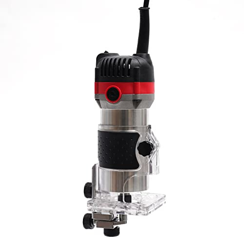 800W Oberfräse Professional Kantenfräse Holzfräse Holzwerkzeug Elektrische Einhandfräse 6,35mm Einhandfräse für Anfasen, Einstechen, Oberflächenveredelung, Kurvenschneiden, Planen
