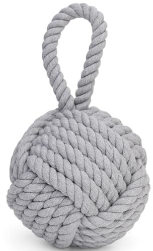 Pomeat Butée de porte décorative nautique avec base lestée en corde – Butée de porte robuste pour fenêtre de maison – 15,2 cm (gris)