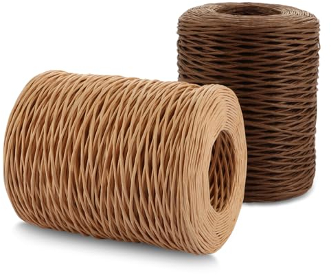 DAJAVE 2x200m Papierdraht, 2mm Papierdraht zum Basteln, Blumenbindedraht, Papierdraht Natur Dekodraht Eisendraht zum Basteln, Floristik Papierkordel 2mm Papierwickeldraht für Verpackung