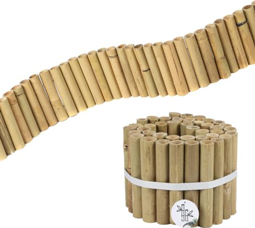 Bordure de Parterre en Bambou - 100 x 15 cm - Clôture de Jardin Durable - Décoration d'Herbe - Marron