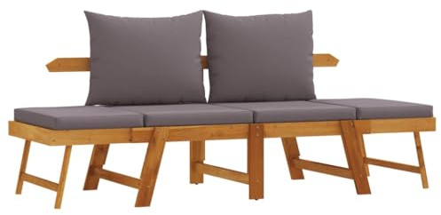 vidaXL Gartenbank mit Kissen 2-in-1 Massivholz Akazie