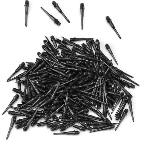 0XBIT Plastic Dart Tips, 200 Pieces Black Soft Tip Darts, Dart Tip Replacement Tips, Darts Set, Dart Accessories, Suitable for Electronic Targets