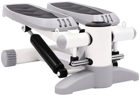 Hometrainer Stepper Tragbar Fitness Stepper mit LED Display Fitness Mini Stepper Einstellbare Höhe Ideal für die Gewichtsabnahme die Straffung und das Trainingsprogramm (Grau)