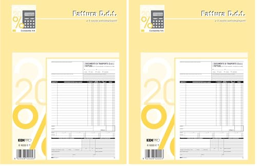 Edipro - E5222CT - Blocco D.D.T. fattura 33x3 autoricalcante f.to 29,7x22 (Confezione da 2)