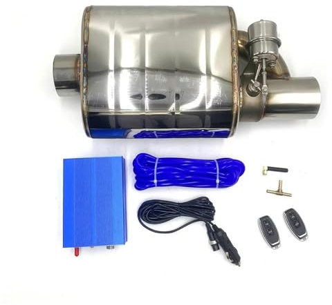 FUNFOB Auspuffblenden Universal 63mm (2,5 Zoll) Autoauspuffrohr Vakuumpumpe Variables Ventil Schalldämpfer Fernbedienung Edelstahl Auto Auspuffroh(D with Pump)