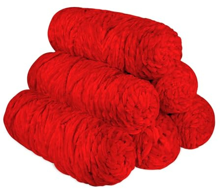YINVA Wolle Zum Häkeln 600g(6pcs×100g) Flauschige Wolle Velvet Babywolle Weiche(Rot-6pcs-600g)