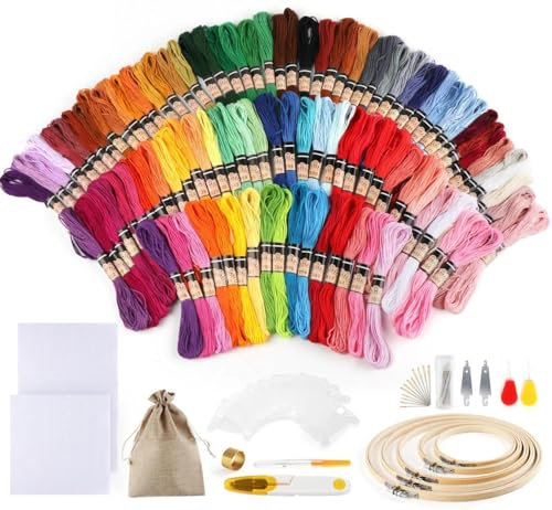 Stickgarn Set in 100 Farben, Polyester Maschinenstickgarn, Gemischtfarbige Nähgarn für Haushalts & Industrie Nähmaschine