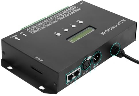 Fuhjythy WiFi LED Pixel Controller da Artnet A SPI Supporta Il Software Scheda SD di Sincronizzazione LAN Console DMX512 (H807SA) Accessori Spina UE