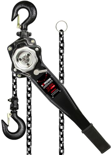 KOERZORE Manual Lever Chain Hoist 1-1/2 Ton 3300 Lbs 10ft Lift, G80 Galvanized Carbon Steel Come Along - Compact for Garage, Factory, Warehouse Heavy-Duty Lifting & Pulling