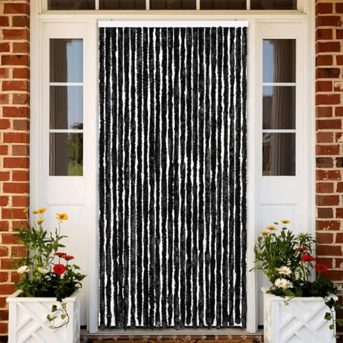 Fasba Insektenschutz Vorhang Fliegengitter Fliegenvorhang Türvorhang Flauschvorhang Fliegenschutz Balkontür Wohnzimmer Wohnwagen Anthrazit 100x230 cm Chenille