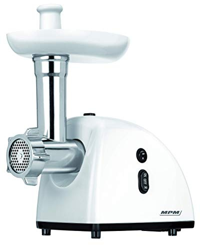 MPM MMM-05 Picadora de Carne Eléctrica con Embutidora de Salchichas, 3 Discos de Corte con Orificios 3mm, 5mm, 7mm, Engranaje Metálico, Función Inversa, 720W