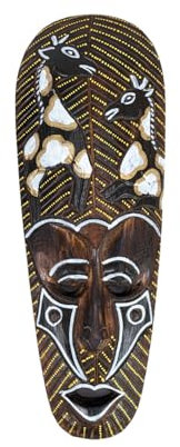 Coco Papaya Maschera africana in legno, 30 cm, motivo giraffa.